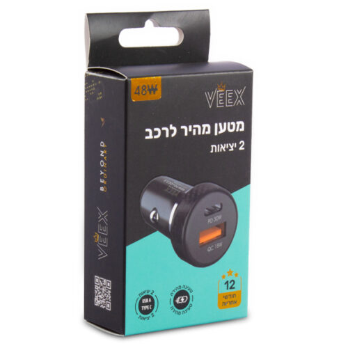 מטען לרכב וויקס 48 וואט PD-USB